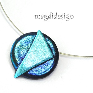 Ezüst-kék dichroic-eozin üvegékszer nyaklánc - Meska.hu