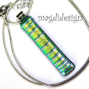 NEMESACÉL! Rózsaszín csíkos dichroic üvegékszer nyaklánc, Ékszer, Nyaklánc, Medálos nyaklánc, Üvegművészet, Ékszerkészítés, MESKA