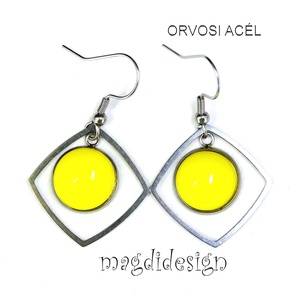 Opálos rózsaszín üvegékszer lógós nemesacél fülbevaló - ékszer - fülbevaló - lógó fülbevaló - Meska.hu