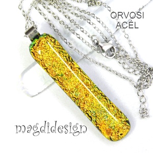 Arany dichroic medál üvegékszer , Ékszer, Nyaklánc, Medálos nyaklánc, Üvegművészet, Ékszerkészítés, MESKA