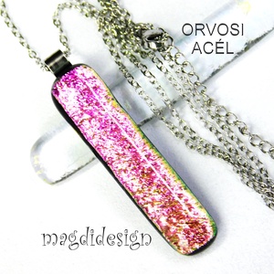 Rózsaszín arany színátmenet dichroic medál üvegékszer , Ékszer, Nyaklánc, Medálos nyaklánc, Üvegművészet, Ékszerkészítés, MESKA