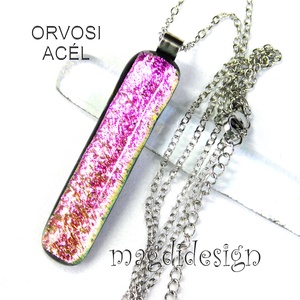 Rózsaszín arany színátmenet dichroic medál üvegékszer  - ékszer - nyaklánc - medálos nyaklánc - Meska.hu