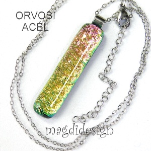 Pasztell rózsaszín arany színátmenet dichroic medál üvegékszer  - ékszer - nyaklánc - medálos nyaklánc - Meska.hu