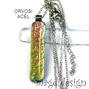 Pasztell rózsaszín arany színátmenet dichroic medál üvegékszer  - ékszer - nyaklánc - medálos nyaklánc - Meska.hu