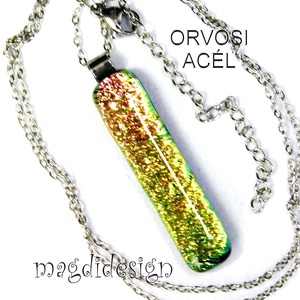 Pasztell rózsaszín arany színátmenet dichroic medál üvegékszer , Ékszer, Nyaklánc, Medálos nyaklánc, Üvegművészet, Ékszerkészítés, MESKA