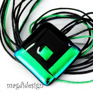  Fekete zöld dichroic üvegékszer nyaklánc - Meska.hu
