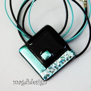  Fekete ezüst dichroic üvegékszer nyaklánc - Meska.hu