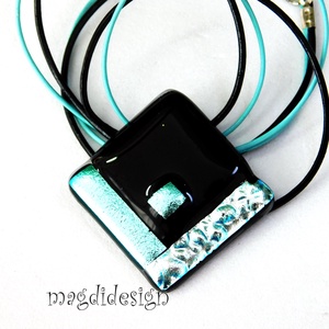  Fekete ezüst dichroic üvegékszer nyaklánc - Meska.hu