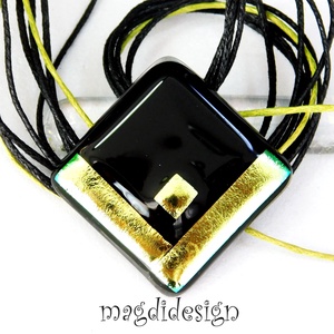  Fekete arany dichroic üvegékszer nyaklánc - Meska.hu