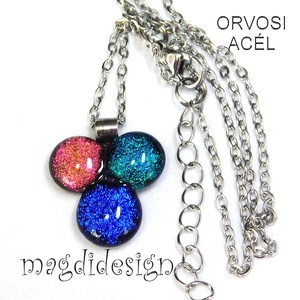 Dichroic bogyós színtrió üvegékszer nyaklánc - ékszer - ékszerszett - Meska.hu