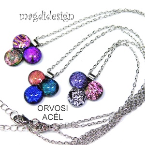 Dichroic bogyós színtrió üvegékszer nyaklánc 2 - ékszer - ékszerszett - Meska.hu