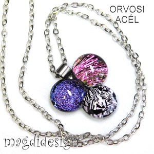 Dichroic bogyós színtrió üvegékszer nyaklánc 1 - Meska.hu