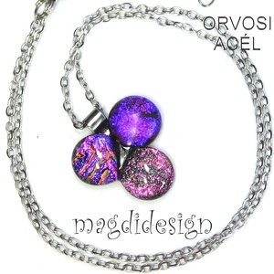 Dichroic bogyós színtrió üvegékszer nyaklánc 2 - ékszer - ékszerszett - Meska.hu