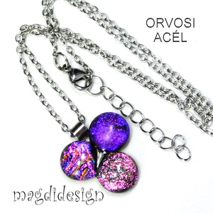 Dichroic bogyós színtrió üvegékszer nyaklánc 2 - ékszer - ékszerszett - Meska.hu