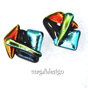 Színes  borzaska dichroic üvegékszer stiftes fülbevaló , Ékszer, Fülbevaló, Pötty fülbevaló, Ékszerkészítés, Üvegművészet, MESKA