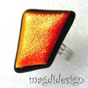 Narancs dichroic üvegékszer gyűrű  - Meska.hu