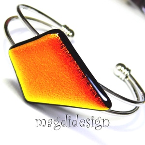 Narancs dichroic üvegékszer karkötő  - ékszer - karkötő - karkötő medállal - Meska.hu