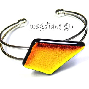 Narancs dichroic üvegékszer karkötő  - ékszer - karkötő - karkötő medállal - Meska.hu