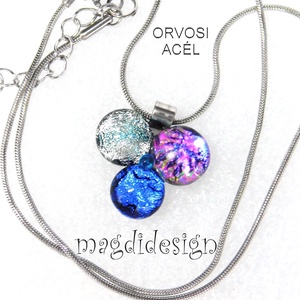 Dichroic bogyós színtrió üvegékszer nyaklánc 2 - ékszer - ékszerszett - Meska.hu