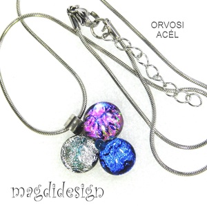Dichroic bogyós színtrió üvegékszer nyaklánc 1 - ékszer - ékszerszett - Meska.hu