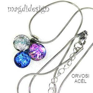 Dichroic bogyós színtrió üvegékszer nyaklánc 1 - ékszer - ékszerszett - Meska.hu