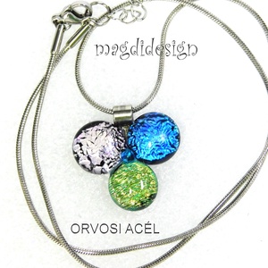 Dichroic bogyós színtrió üvegékszer nyaklánc 2, Ékszer, Ékszerszett, Ékszerkészítés, Üvegművészet, MESKA