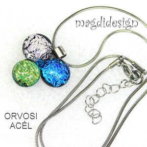 Dichroic bogyós színtrió üvegékszer nyaklánc 2 - ékszer - ékszerszett - Meska.hu
