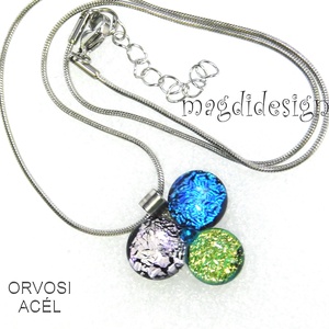 Dichroic bogyós színtrió üvegékszer nyaklánc 2 - ékszer - ékszerszett - Meska.hu