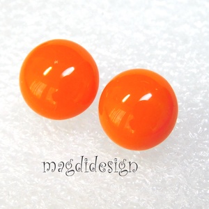 Narancs üvegékszer pötty fülbevaló  - Meska.hu