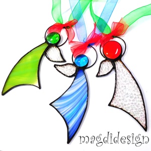 Karácsonyi tiffany angyalkák -- 3 db - karácsony - karácsonyi lakásdekoráció - karácsonyi lakásdíszek - Meska.hu