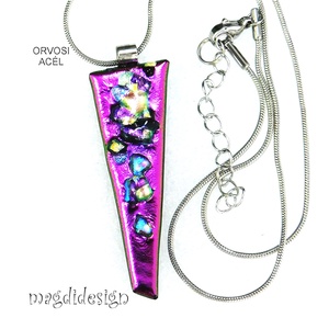 Pink köves színjáték dichroic üvegékszer nyaklánc  - ékszer - nyaklánc - medálos nyaklánc - Meska.hu