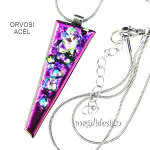 Pink köves színjáték dichroic üvegékszer nyaklánc  - ékszer - nyaklánc - medálos nyaklánc - Meska.hu