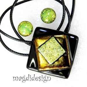 Fekete-arany absztrakt üvegékszer szett nyaklánc, stiftes fülbevaló - ékszer - ékszerszett - Meska.hu Fekete-arany absztrakt üvegékszer szett nyaklánc, stiftes fülbevaló - ékszer - ékszerszett - Meska.hu