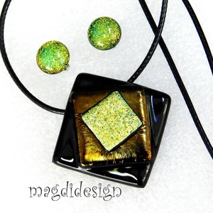 Fekete-arany absztrakt üvegékszer szett nyaklánc, stiftes fülbevaló - ékszer - ékszerszett - Meska.hu Fekete-arany absztrakt üvegékszer szett nyaklánc, stiftes fülbevaló - ékszer - ékszerszett - Meska.hu