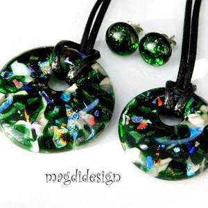 MAXI Smaragdzöld színpompa üvegékszer nyaklánc - ékszer - nyaklánc - medálos nyaklánc - Meska.hu