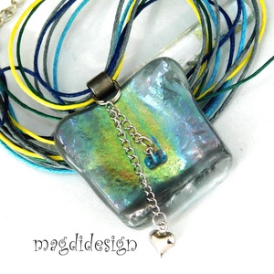 Ezüst-arany-türkiz mélység selyemcukor üvegékszer medál - Meska.hu