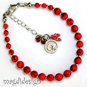 Piros howlit ásvány karkötő - Meska.hu