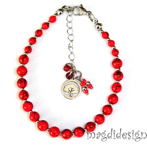 Piros howlit ásvány karkötő - ékszer - karkötő - ásványkarkötő - Meska.hu