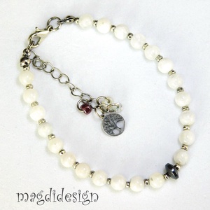 Fehér holdkő ásvány karkötő - ékszer - karkötő - ásványkarkötő - Meska.hu