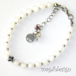 Fehér holdkő ásvány karkötő - Meska.hu