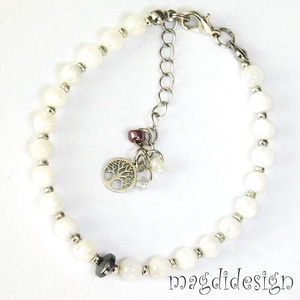 Fehér holdkő ásvány karkötő - ékszer - karkötő - ásványkarkötő - Meska.hu