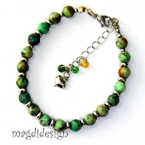 Zöld howlit ásvány karkötő, Ékszer, Karkötő, Ásványkarkötő, Ékszerkészítés, Gyöngyfűzés, gyöngyhímzés, MESKA