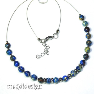 Kék howlit ásvány nyaklánc - ékszer - nyaklánc - bogyós nyaklánc - Meska.hu