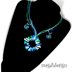 Csillogó dichroic üvegékszer szett nyaklánc  - ékszer - nyaklánc - medálos nyaklánc - Meska.hu