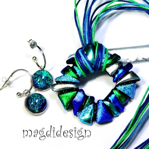 Csillogó dichroic üvegékszer szett nyaklánc  - ékszer - nyaklánc - medálos nyaklánc - Meska.hu