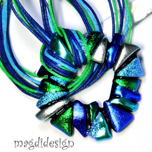 Csillogó dichroic üvegékszer szett nyaklánc  - Meska.hu