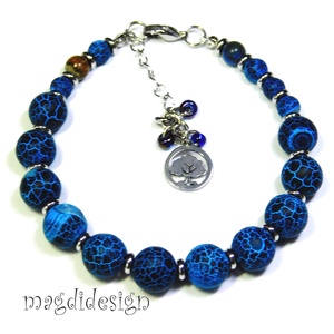 Kék howlit ásvány karkötő, Ékszer, Karkötő, Ásványkarkötő, Ékszerkészítés, Gyöngyfűzés, gyöngyhímzés, MESKA