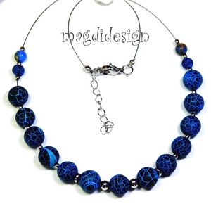 Kék howlit ásvány nyaklánc - ékszer - nyaklánc - bogyós nyaklánc - Meska.hu