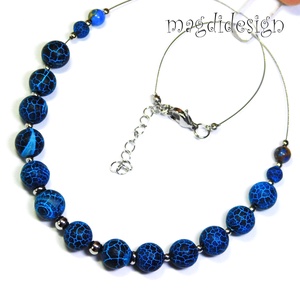 Kék howlit ásvány nyaklánc - ékszer - nyaklánc - bogyós nyaklánc - Meska.hu