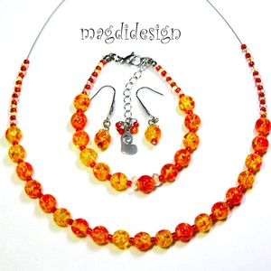 Tüzes napsúgár gyöngyékszer karkötő - ékszer - ékszerszett - Meska.hu